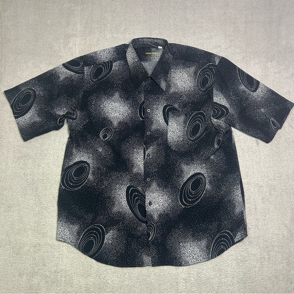 Albertini Men’s Wear Button Up Shirt Men’s XL Black Abstract Galaxy Print
